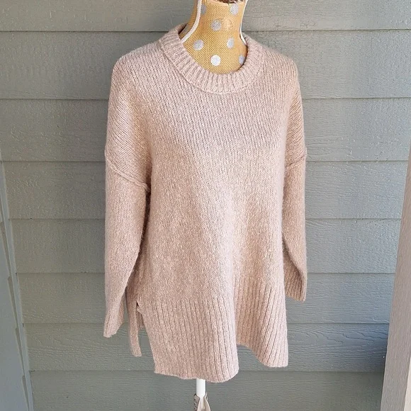 Madewell Oversized Knit Alpaca Cotton Blend Sweater Womens Size Medium Tan - Picture 2 of 10